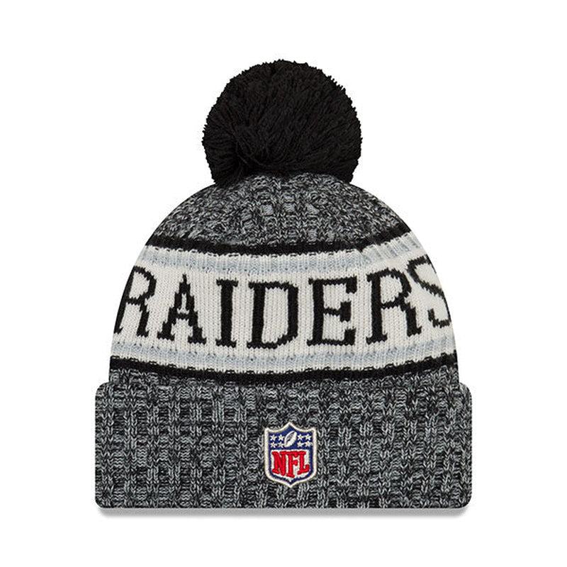 Oakland Raiders  2018 NFL On-Field SPORT KNIT Cuffed Pom Hat