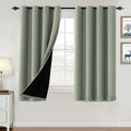 100% Blackout Curtains for Bedroom Thermal Insulated Blackout Curtains 54 Inch Length Heat and Full Light Blocking Curtains for Living Room with Black Liner 2 Panels Set, Light Sage