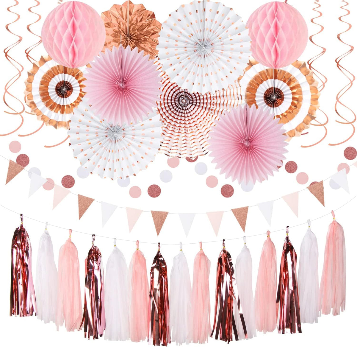 Black White-Silver Party-Decorations - 33Pcs Kits Banner,Graduation Streamer Tassel Garland,Tissue Pom Poms Honeycomb,Paper Lantern Fans,Birthday Wedding Baby Bridal Shower New Years Decor Hugtmr