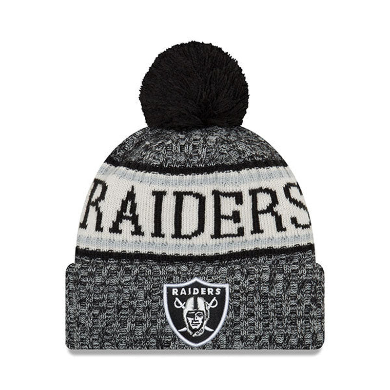 Oakland Raiders  2018 NFL On-Field SPORT KNIT Cuffed Pom Hat