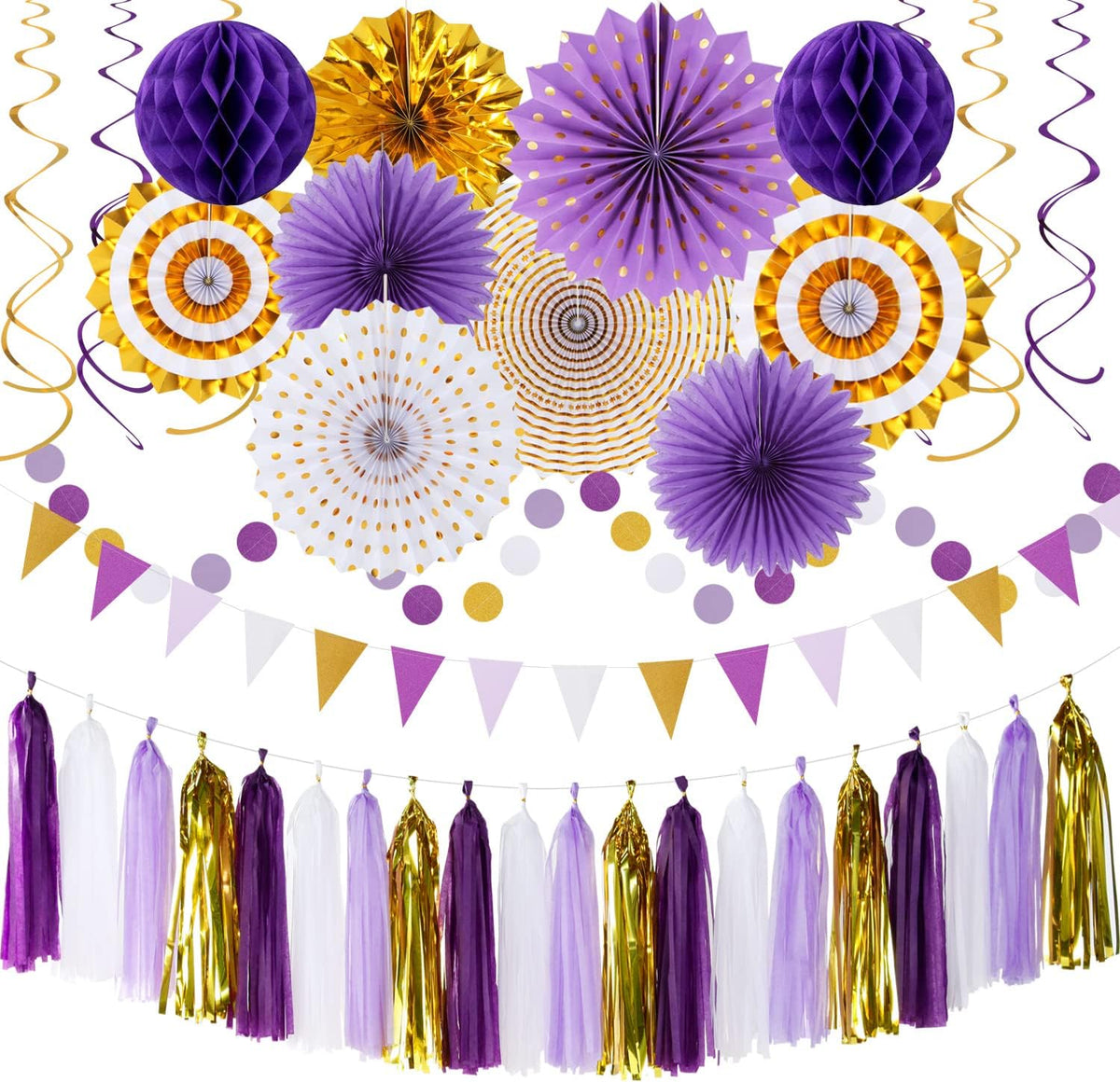 Black White-Silver Party-Decorations - 33Pcs Kits Banner,Graduation Streamer Tassel Garland,Tissue Pom Poms Honeycomb,Paper Lantern Fans,Birthday Wedding Baby Bridal Shower New Years Decor Hugtmr
