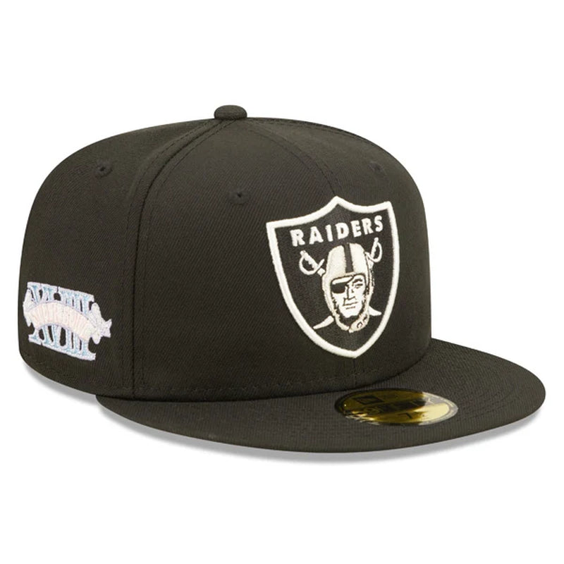 Oakland Raiders SUPER BOWL XVIII (18) Exclusive  59Fifty Fitted Hat - Black/Pink Bottom