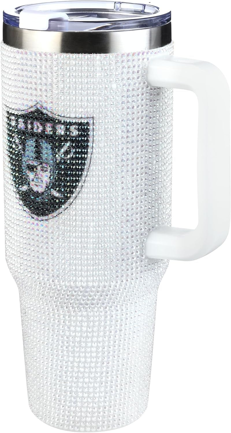 The Memory Company Officially Licensed 40Oz White Bling Game Day Tumbler, Las Vegas Raiders