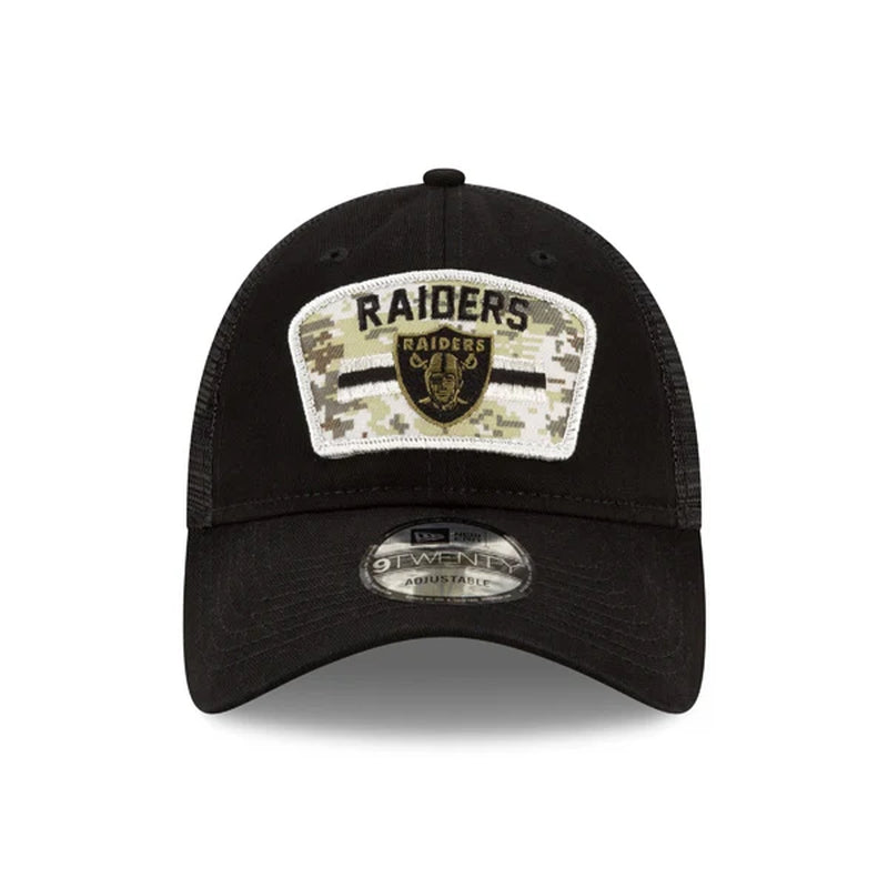 Las Vegas Raiders  2021 Salute to Service Trucker 9TWENTY Adjustable Hat - Black