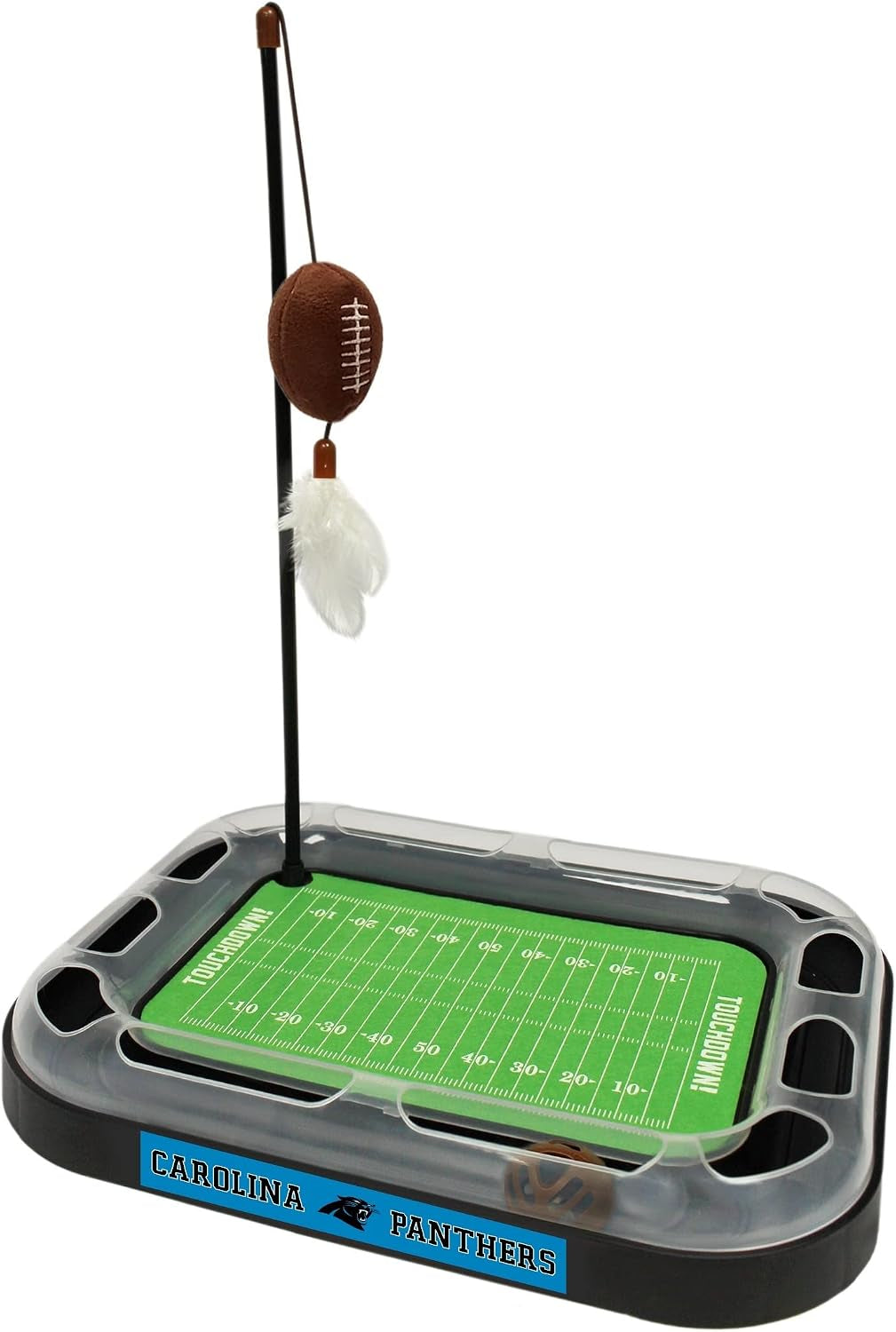 CAT SCRATCHING BOARD NFL LOS VEGAS Raiders Football Field CAT Scratcher Toy. + Catnip Filled Plush Football Toy&Feather Cat Toy Hanging with Jingle Bell Interactive Ball Cat Chasing 5-In-1 Kitty Toy