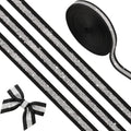 YKW Black Silver Glitter Ribbon 3/8 Inch X 10 Yards, No Shedding Grosgrain Sparkle Stripe, Cheer Bows Hair Accessories, Homecoming Mum Supplies, Team Spirit Gift Wrapping Party Decorations Craft