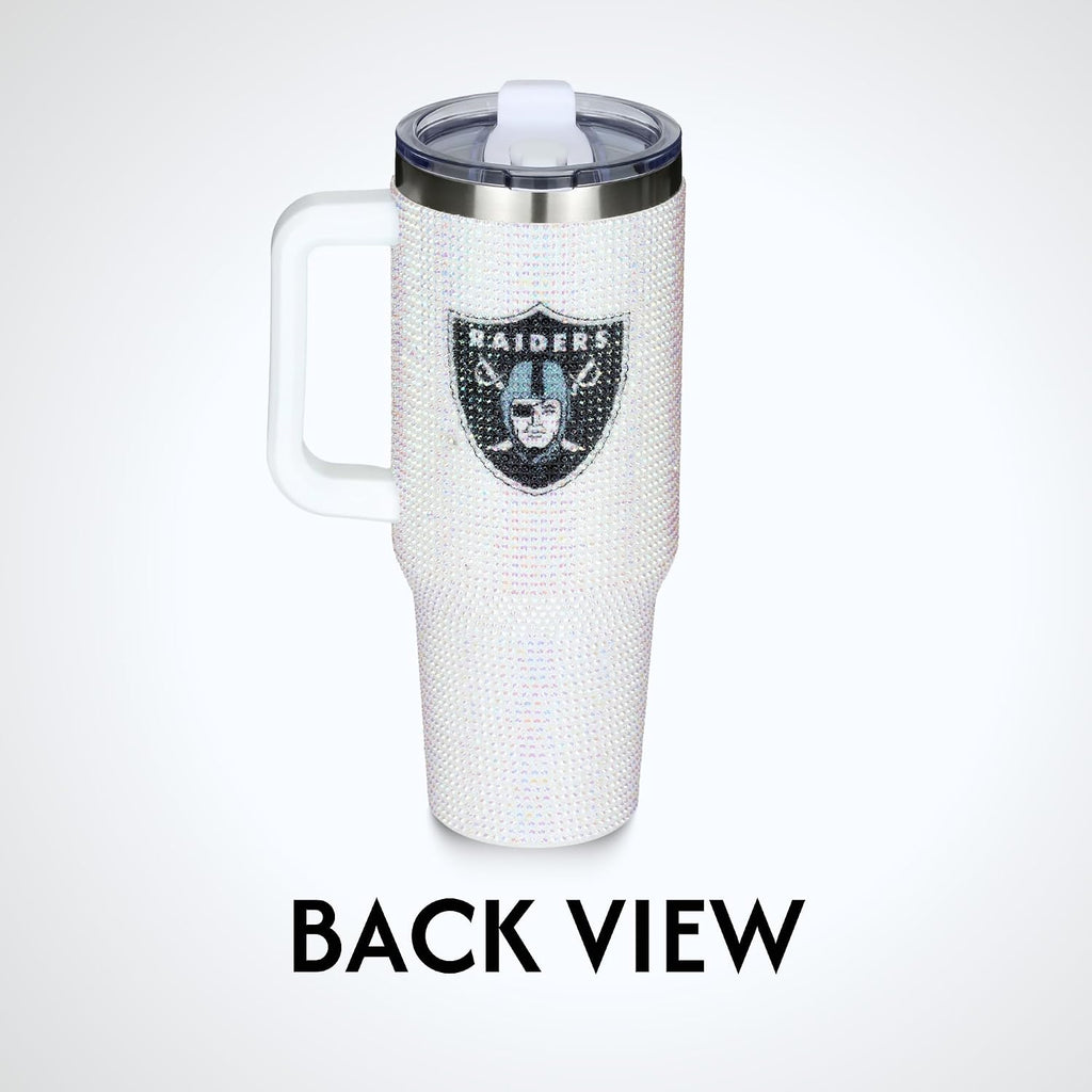 The Memory Company Officially Licensed 40Oz White Bling Game Day Tumbler, Las Vegas Raiders