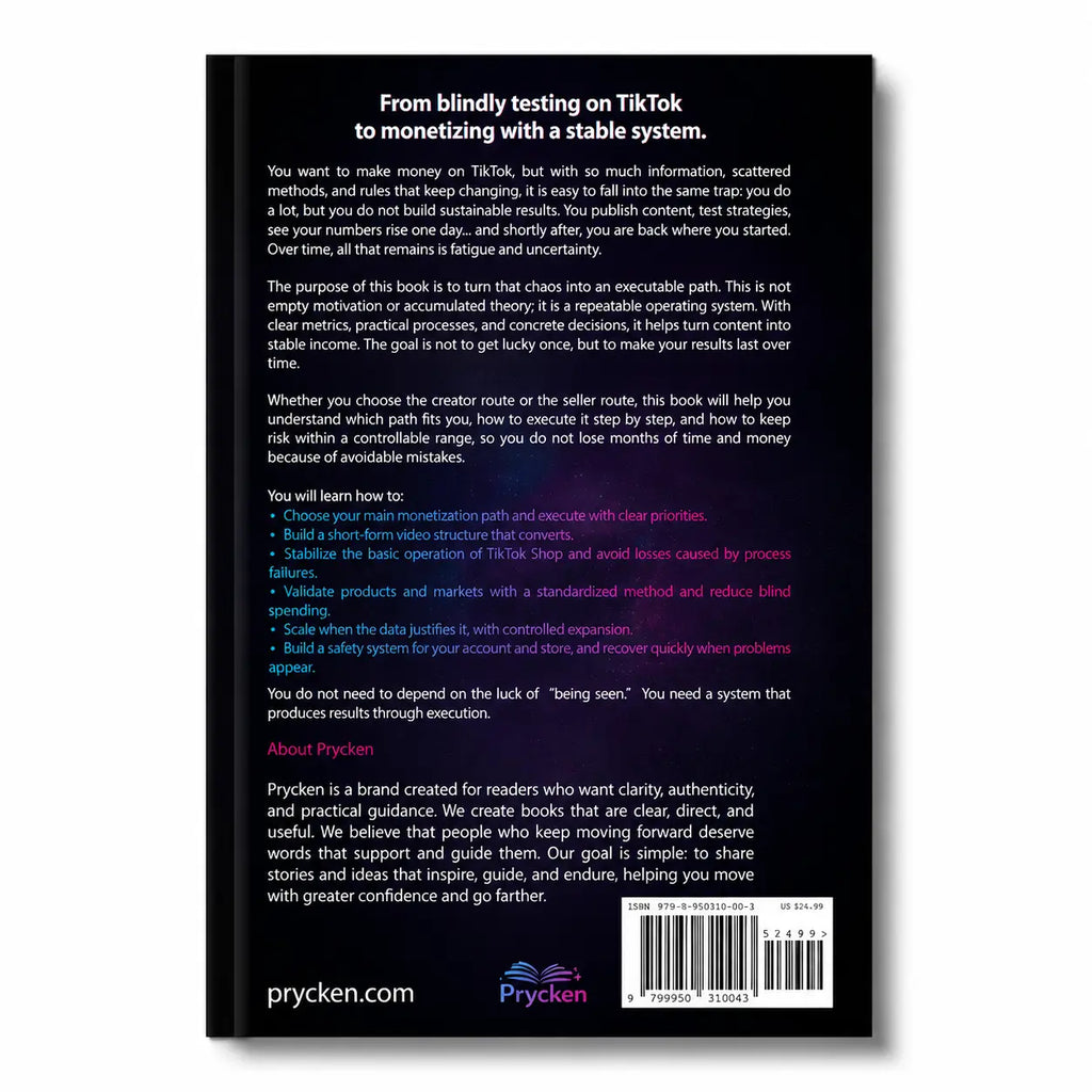[Back to School]Prycken How to Monetize on Tiktok 5 in 1: Tiktok Shop + Creador/Affiliate + LIVE + Long Videos Subscriptions / Series.A Practical Home Learning & Self-Growth Book| Limited-Time Shipping Included