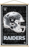 Trends International NFL Las Vegas Raiders - Neon Helmet 23 Wall Poster, 22.375" X 34", Premium Print and Beechwood Hanger Bundle