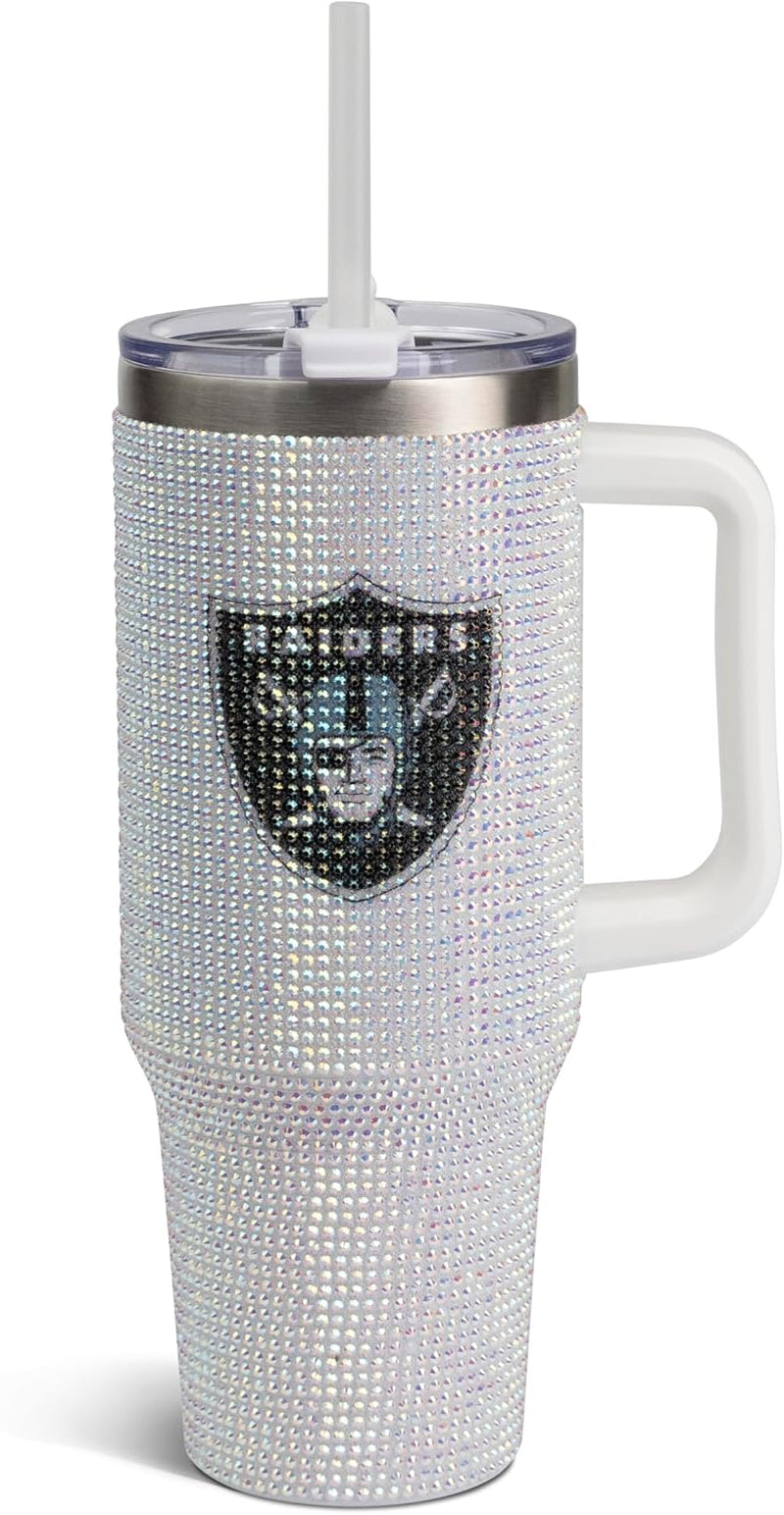 The Memory Company Officially Licensed 40Oz White Bling Game Day Tumbler, Las Vegas Raiders