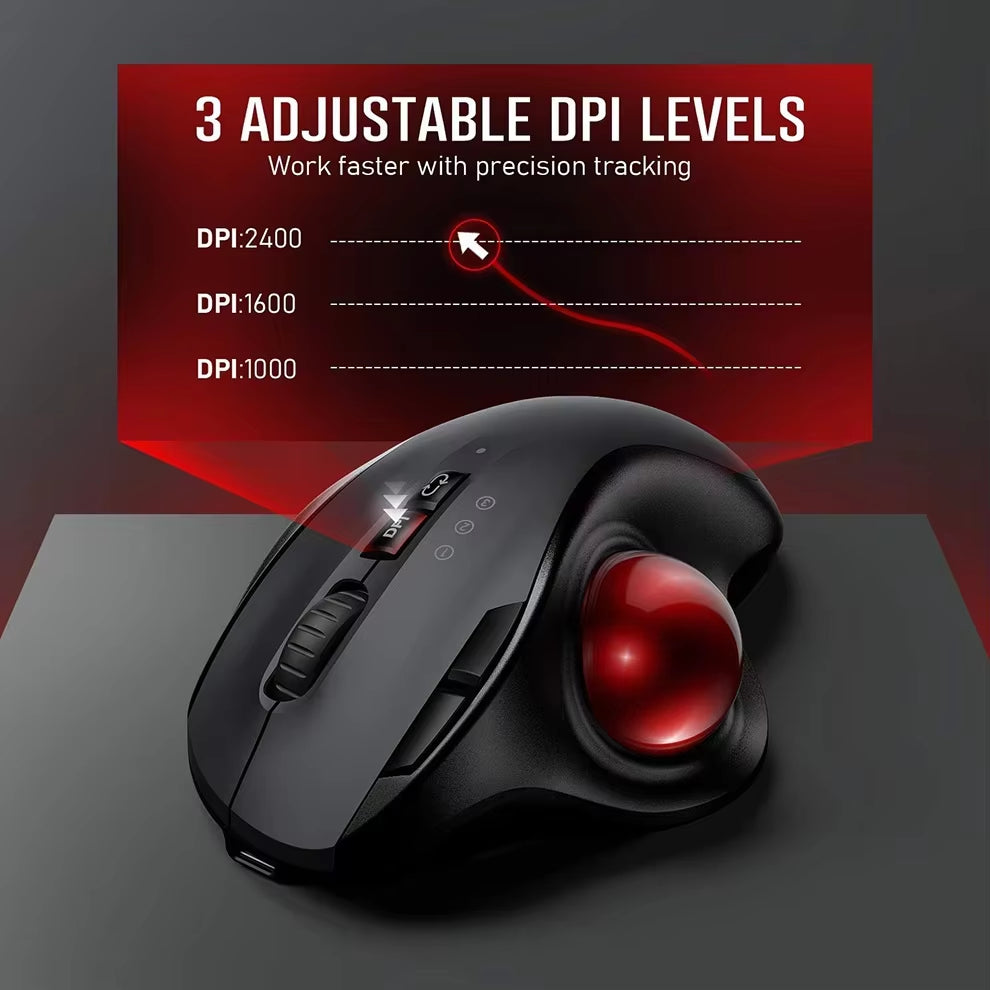 Wireless Trackball Mouse 2.4G,Dual Bluetooth 4.0 Ergonomic Mouse Rechargeable Mouse for Mac Windows Computer Laptop PC
