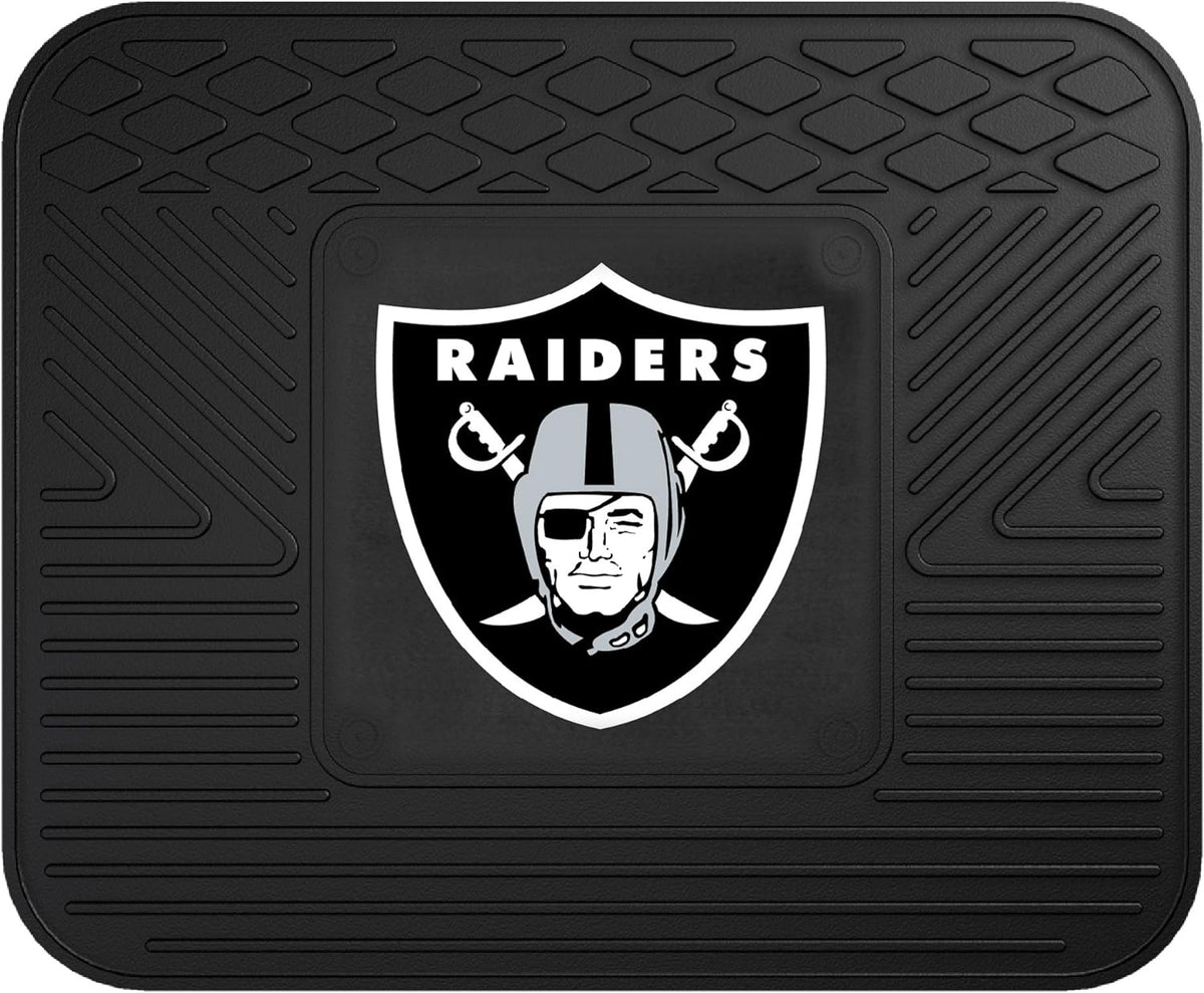 FANMATS 8774 Las Vegas Raiders 2-Piece Heavy Duty Vinyl Car Mat Set, Front Row Floor Mats, All Weather Protection, Universal Fit, Deep Resevoir Design