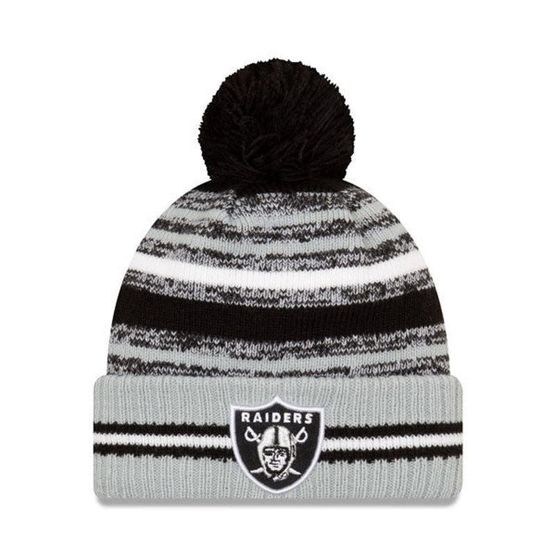 Las Vegas Raiders  2021 Official NFL Sideline Sport Pom Cuffed Knit Hat