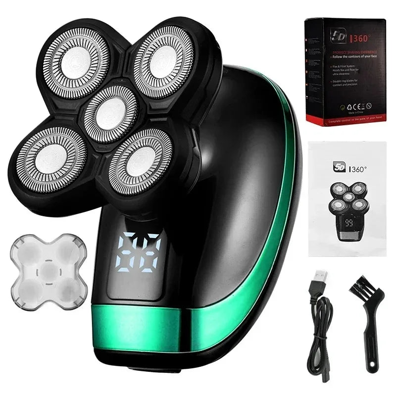 Tinsol 5-In-1 Electric Shaving - Rechargeable 4D Fitting, 5 Floating Blades - Ideal for Shaving, Nosing and Eyebrow Trimming