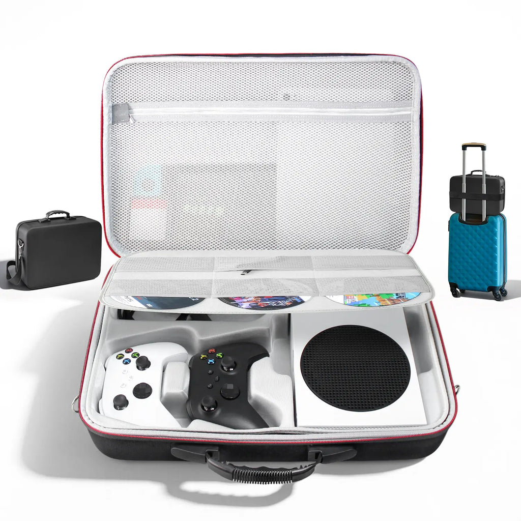 Xbox Series S Carrying Case Hard EVA Shell, Waterproof Shockproof Dustproof Travel Bag for Xbox Series S Console, Large Capacity Holds Controller Headset Games Cables, Impact Resistant Protective Pouch, Essential Gift for Gamers