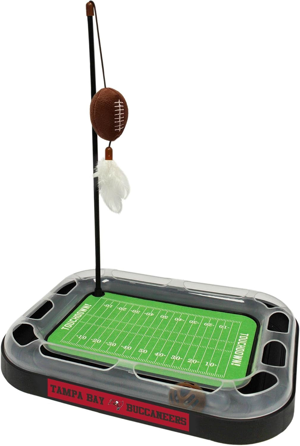 CAT SCRATCHING BOARD NFL LOS VEGAS Raiders Football Field CAT Scratcher Toy. + Catnip Filled Plush Football Toy&Feather Cat Toy Hanging with Jingle Bell Interactive Ball Cat Chasing 5-In-1 Kitty Toy