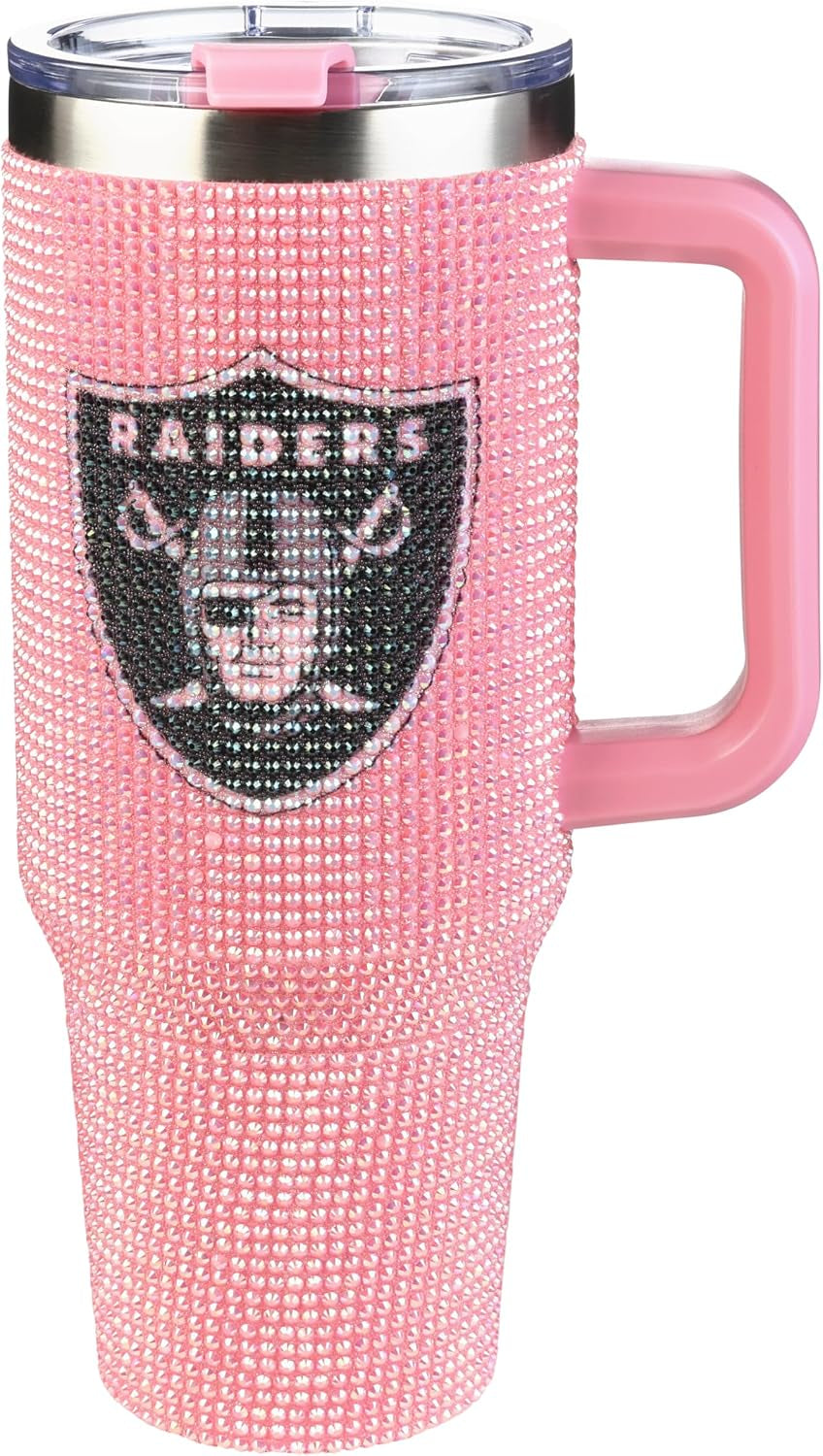 The Memory Company Officially Licensed 40Oz White Bling Game Day Tumbler, Las Vegas Raiders