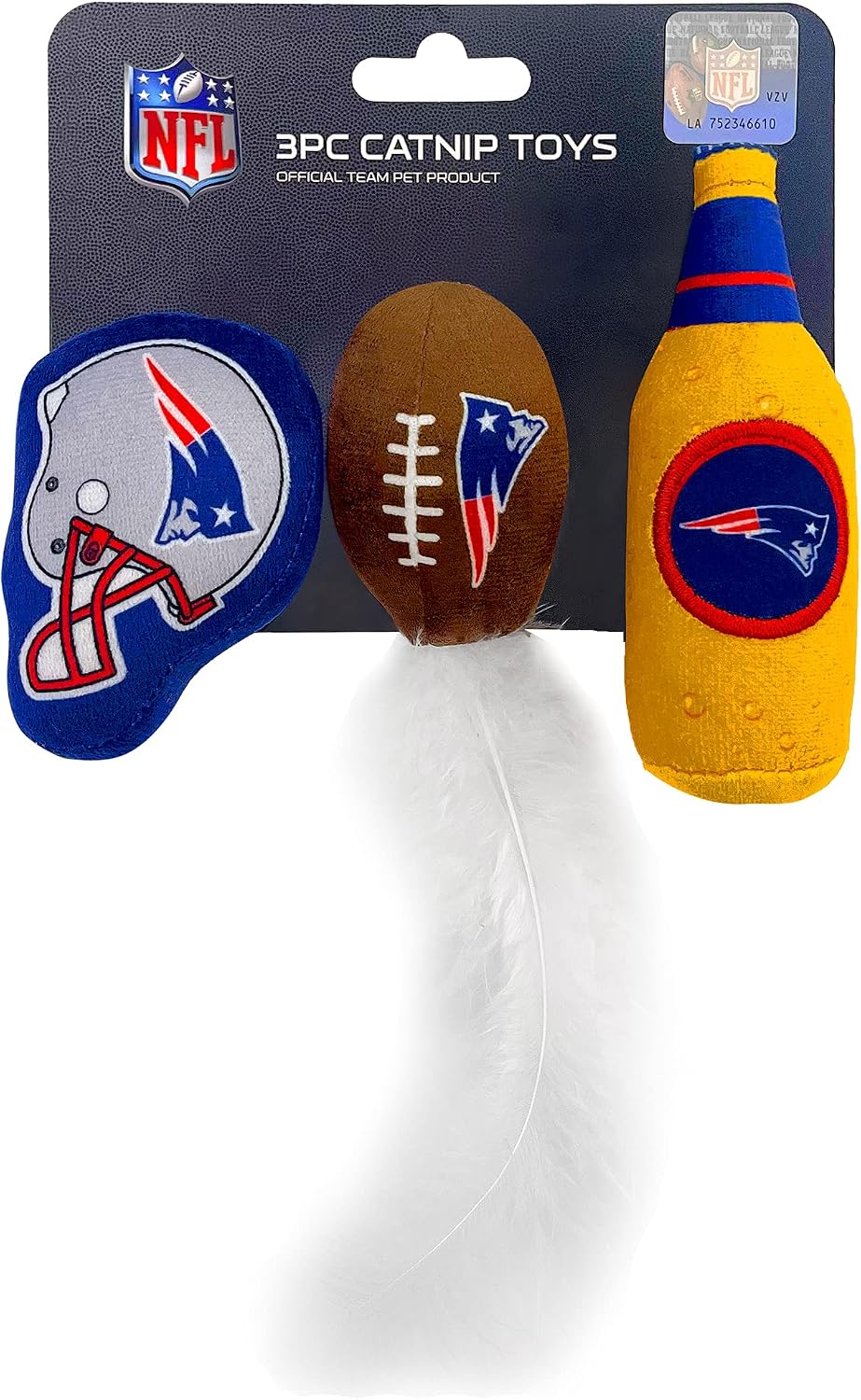 BEST PLUSH CAT TOY - NFL LAS VEGAS RAIDERS Complete Set of 3 Piece Cat Toys Filled with Fresh Catnip. Includes: 1 Helmet Cat Toy, 1 Football Cat Toy with Feathers & 1 Beer Bottle. Beautiful Team LOGOS