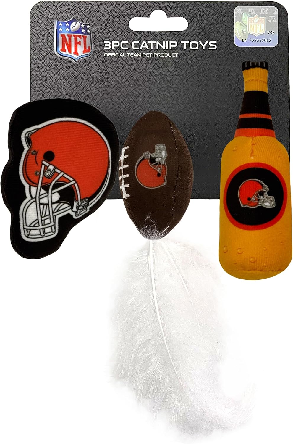 BEST PLUSH CAT TOY - NFL LAS VEGAS RAIDERS Complete Set of 3 Piece Cat Toys Filled with Fresh Catnip. Includes: 1 Helmet Cat Toy, 1 Football Cat Toy with Feathers & 1 Beer Bottle. Beautiful Team LOGOS