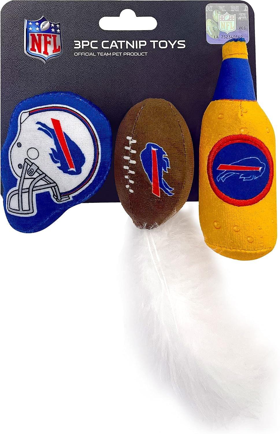 BEST PLUSH CAT TOY - NFL LAS VEGAS RAIDERS Complete Set of 3 Piece Cat Toys Filled with Fresh Catnip. Includes: 1 Helmet Cat Toy, 1 Football Cat Toy with Feathers & 1 Beer Bottle. Beautiful Team LOGOS
