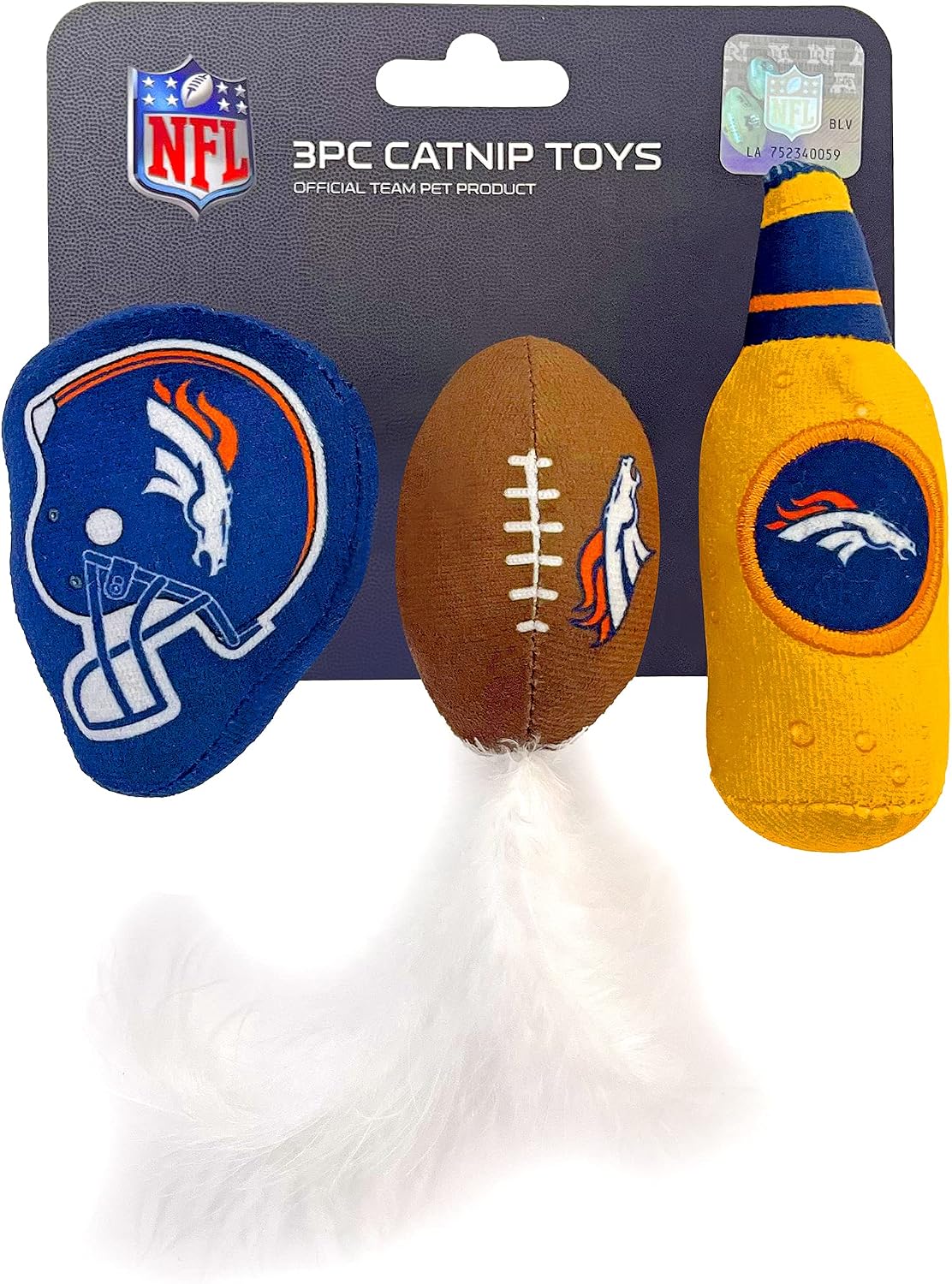 BEST PLUSH CAT TOY - NFL LAS VEGAS RAIDERS Complete Set of 3 Piece Cat Toys Filled with Fresh Catnip. Includes: 1 Helmet Cat Toy, 1 Football Cat Toy with Feathers & 1 Beer Bottle. Beautiful Team LOGOS