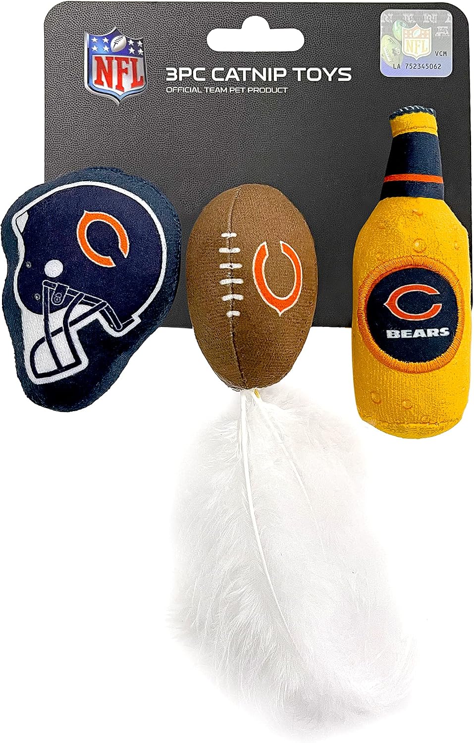 BEST PLUSH CAT TOY - NFL LAS VEGAS RAIDERS Complete Set of 3 Piece Cat Toys Filled with Fresh Catnip. Includes: 1 Helmet Cat Toy, 1 Football Cat Toy with Feathers & 1 Beer Bottle. Beautiful Team LOGOS