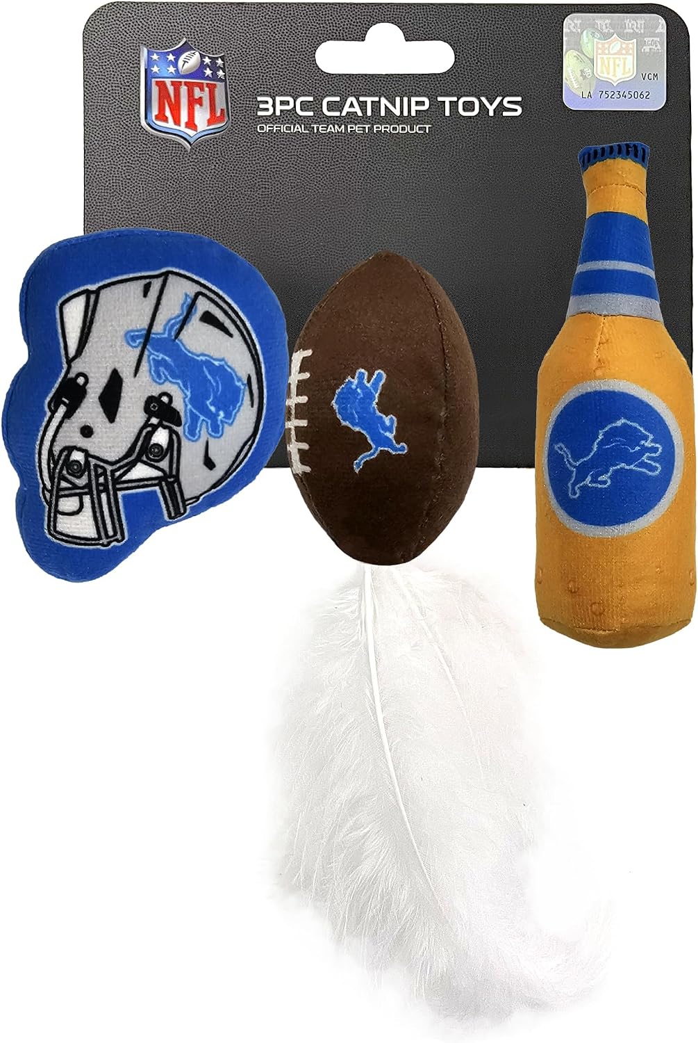 BEST PLUSH CAT TOY - NFL LAS VEGAS RAIDERS Complete Set of 3 Piece Cat Toys Filled with Fresh Catnip. Includes: 1 Helmet Cat Toy, 1 Football Cat Toy with Feathers & 1 Beer Bottle. Beautiful Team LOGOS