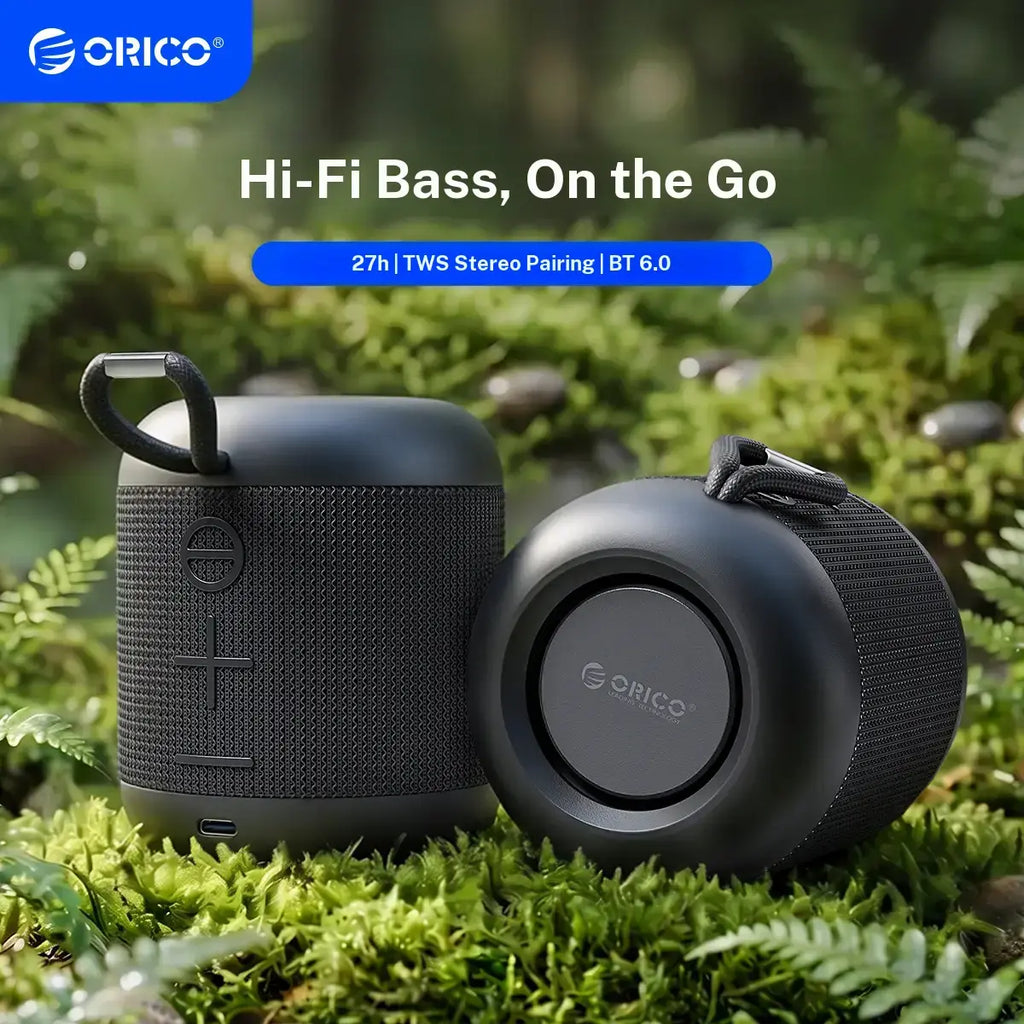 ORICO Portable Bluetooth Speaker, 27H Playtime, Bluetooth 6.0 Audio Device with Built in USB C, TWS Pairing, IPX5 Waterproof, Hifi Sound, Wireless BT Speaker for Smartphones/Tablets, Home Outdoor Use BG01, Backtoschool