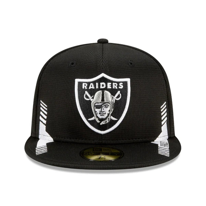 Las Vegas Raiders  2021 NFL Official Sideline HOME 59Fifty Fitted Hat - Black/Silver