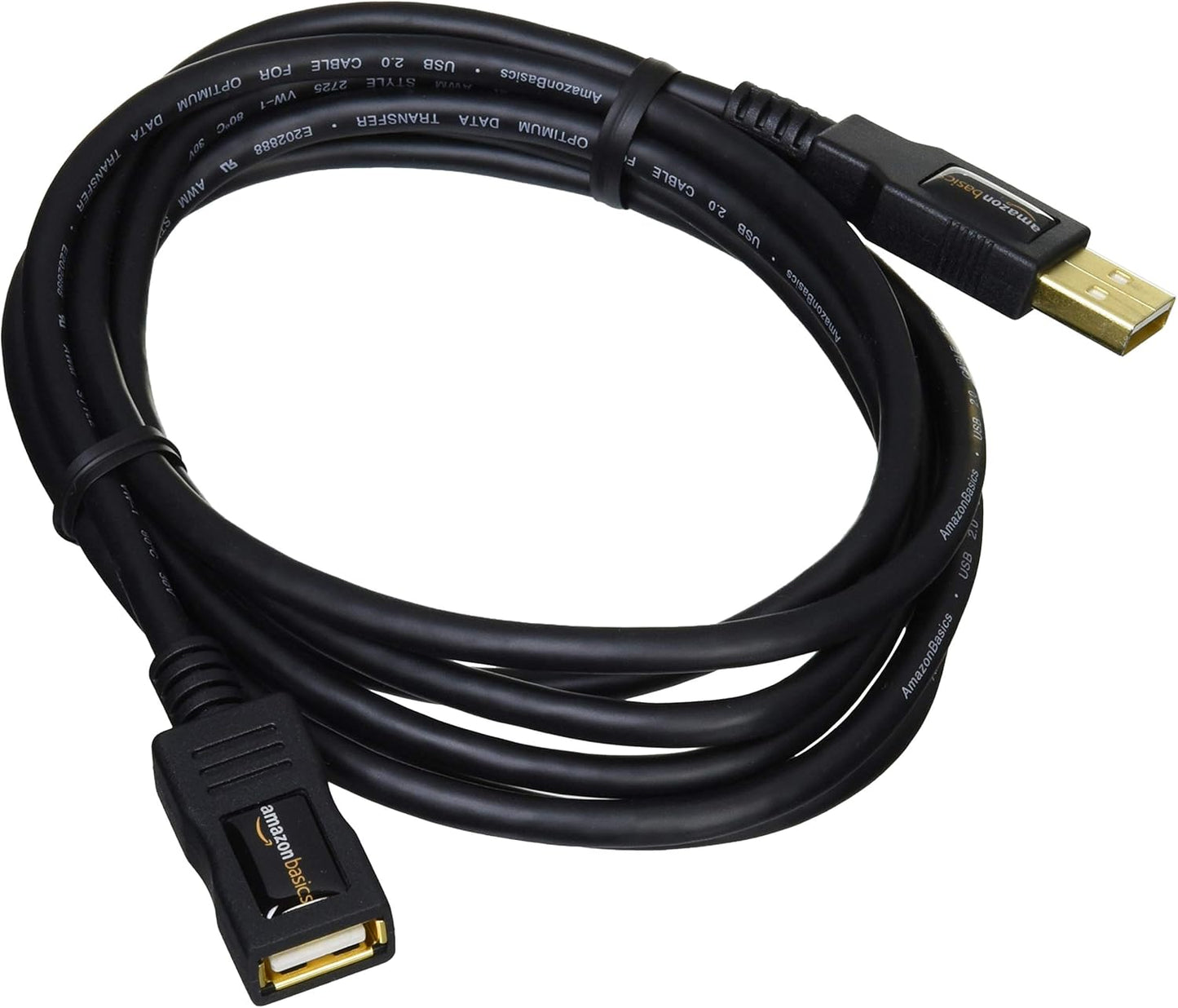 USB-A 2.0 Extension Cable, Male to Female, 480Mbps Transfer Speed, 6.5 Foot, Black