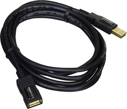 USB-A 2.0 Extension Cable, Male to Female, 480Mbps Transfer Speed, 6.5 Foot, Black
