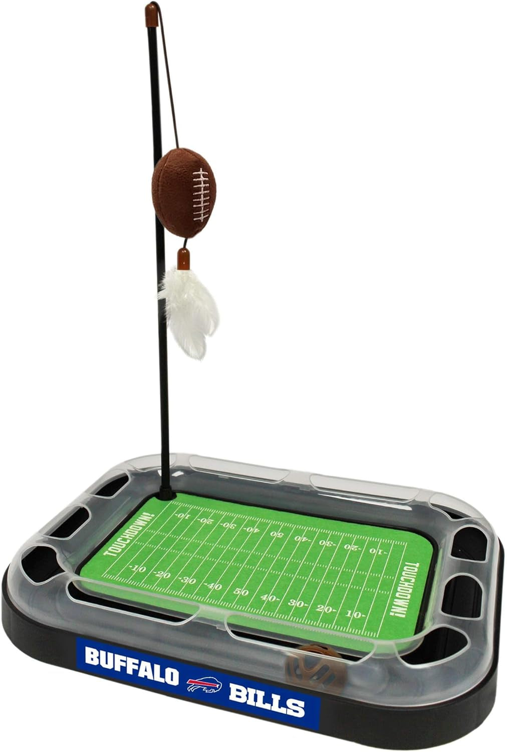 CAT SCRATCHING BOARD NFL LOS VEGAS Raiders Football Field CAT Scratcher Toy. + Catnip Filled Plush Football Toy&Feather Cat Toy Hanging with Jingle Bell Interactive Ball Cat Chasing 5-In-1 Kitty Toy