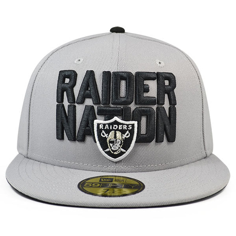 Oakland Raiders RAIDER NATION Fitted 59Fifty  NFL Hat - Gray/Black