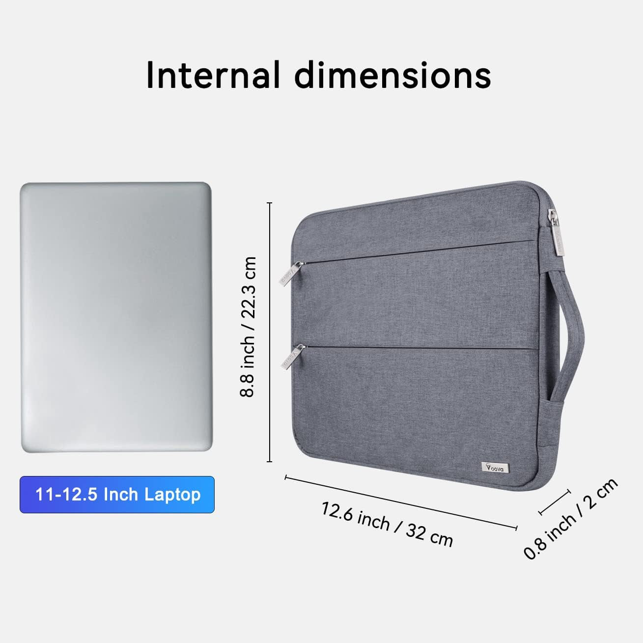 V  11 11.6 12 Inch Laptop Sleeve Case,Slim Computer Cover Bag Compatible with Macbook Air 11,Mac 12,Surface Pro 9 8 7/Laptop Go 2 3,HP Acer Asus Samsung Chromebook 4,Grey