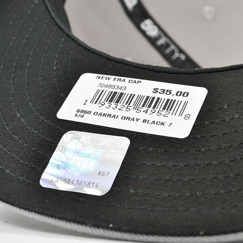 Oakland Raiders RAIDER NATION Fitted 59Fifty  NFL Hat - Gray/Black