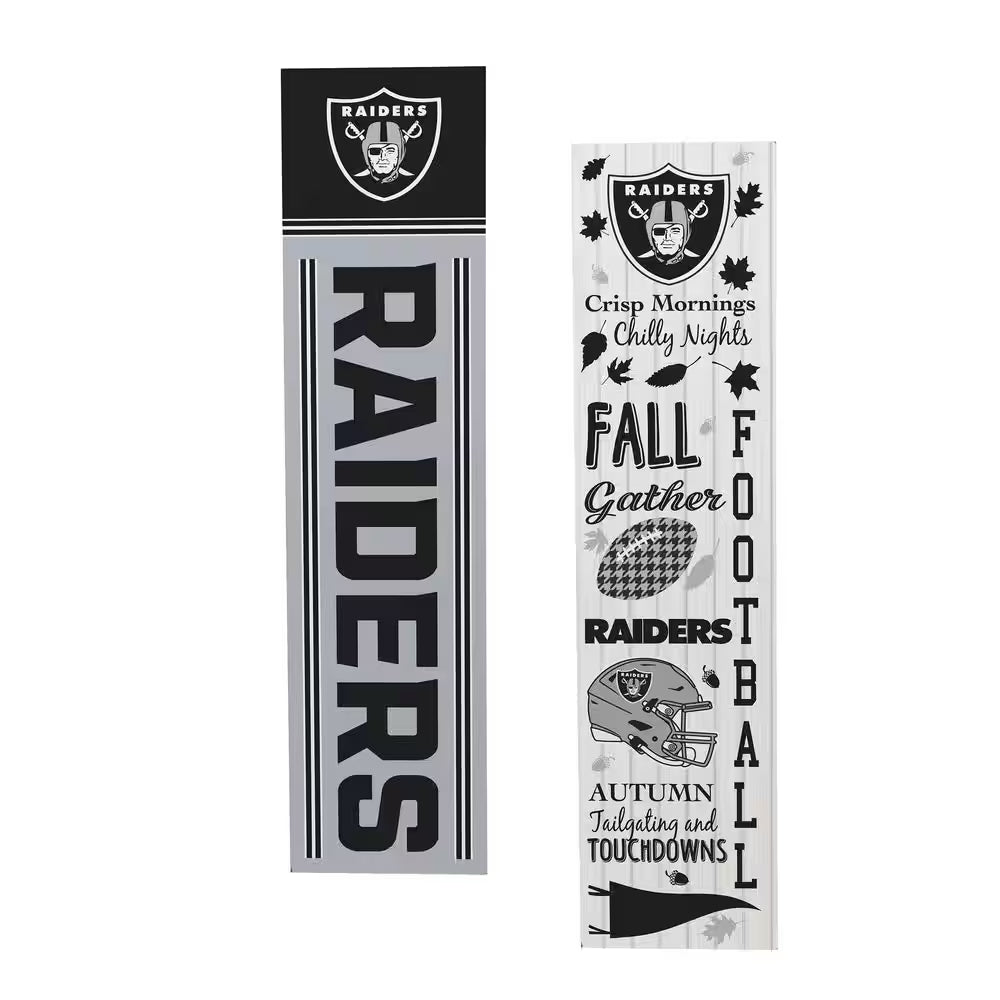 47 In. Double-Sided Leaner Fall Seasonal Porch Sign, Las Vegas Raiders
