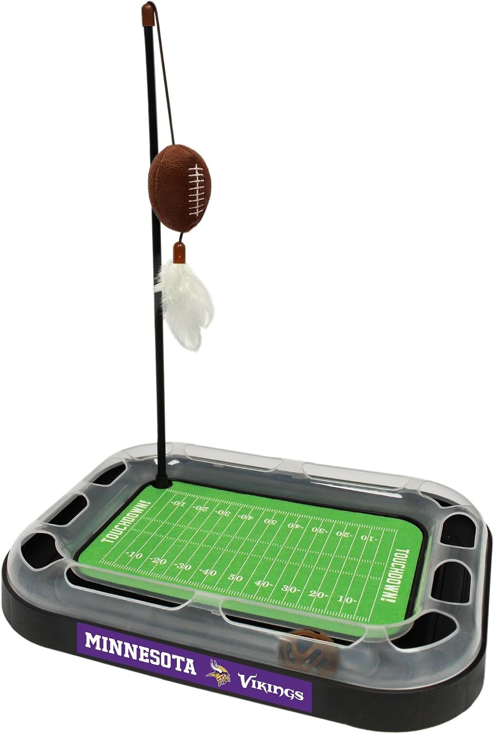 CAT SCRATCHING BOARD NFL LOS VEGAS Raiders Football Field CAT Scratcher Toy. + Catnip Filled Plush Football Toy&Feather Cat Toy Hanging with Jingle Bell Interactive Ball Cat Chasing 5-In-1 Kitty Toy
