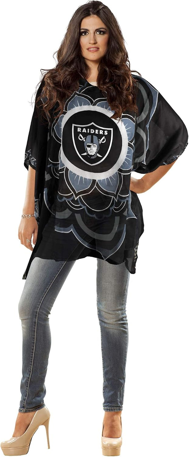 Littlearth NFL Las Vegas Raiders Caftan Flower, Team Color, 32" X 42"