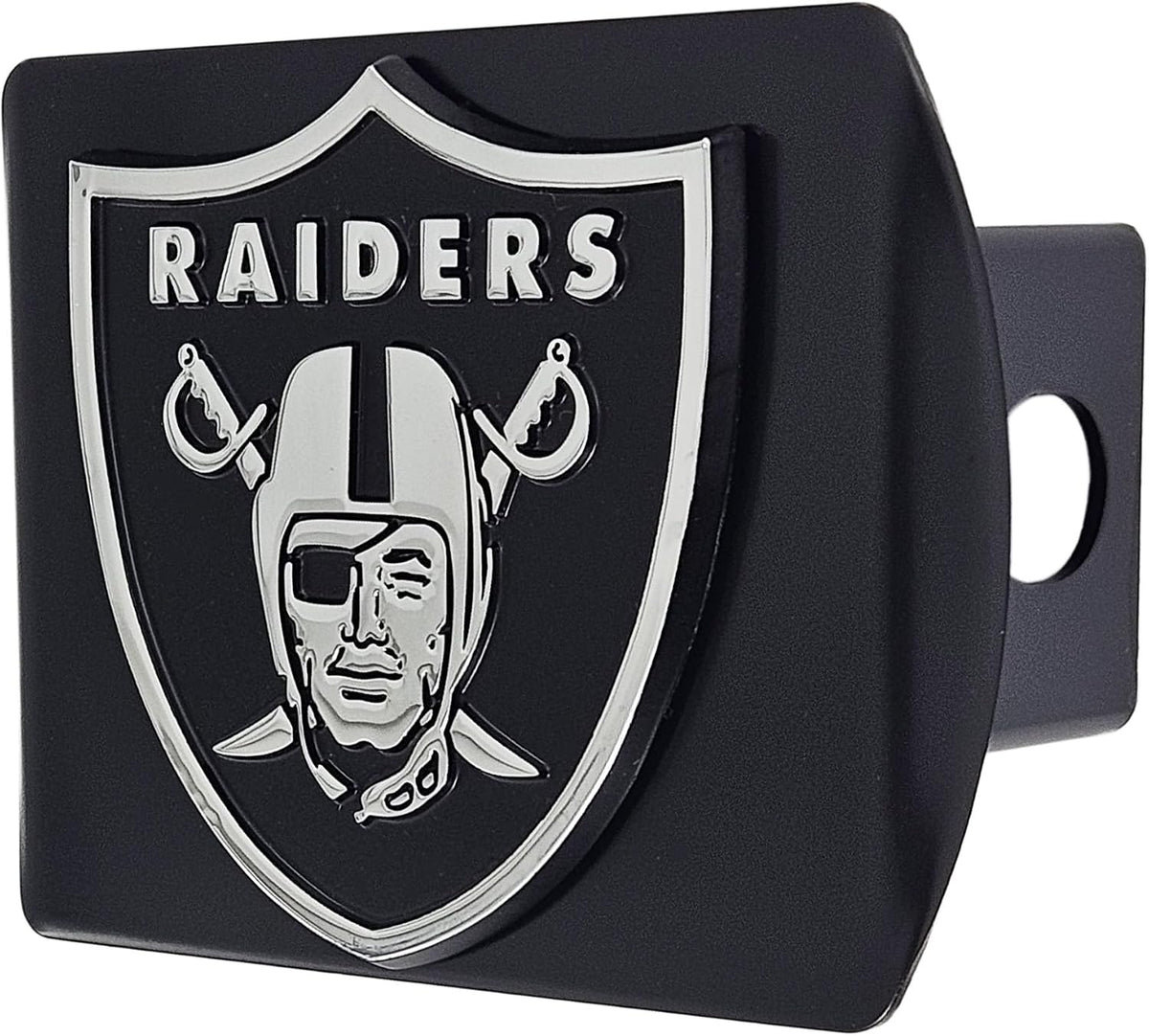FANMATS 21572 Las Vegas Raiders Black Metal Hitch Cover with Metal Chrome 3D Emblem 3.4"X4"