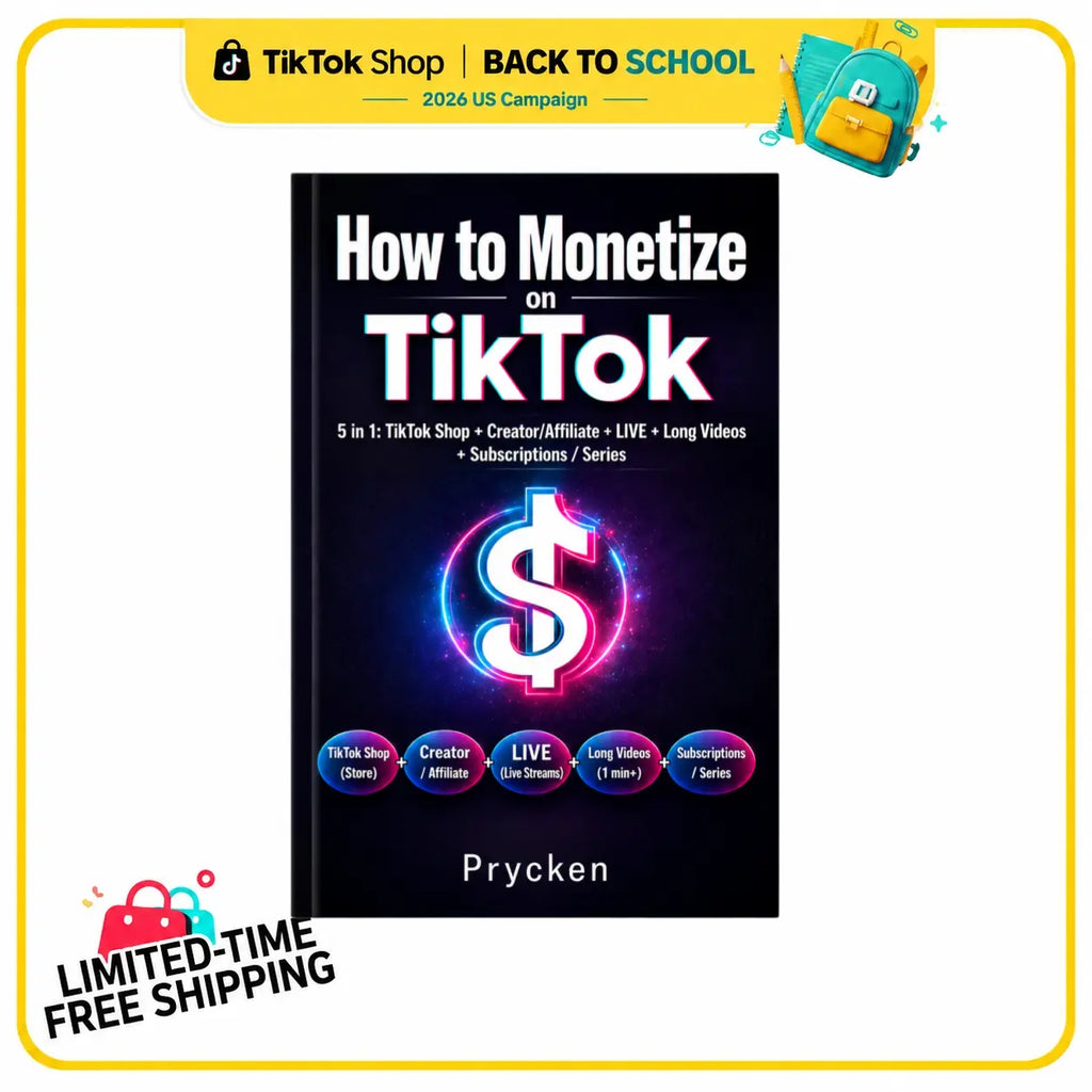 [Back to School]Prycken How to Monetize on Tiktok 5 in 1: Tiktok Shop + Creador/Affiliate + LIVE + Long Videos Subscriptions / Series.A Practical Home Learning & Self-Growth Book| Limited-Time Shipping Included