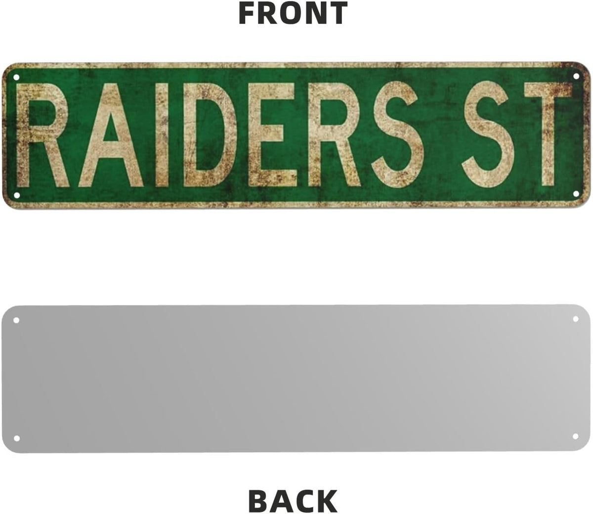 Raiders St Retro Road Sign -Street Signs 4X16 Inch Metal Sign, Aluminum Wall Decor for Man Cave, Car Dashboard, Christmas Holiday Decor, Drive Way Marker, Outdoor Signage, Gift Idea