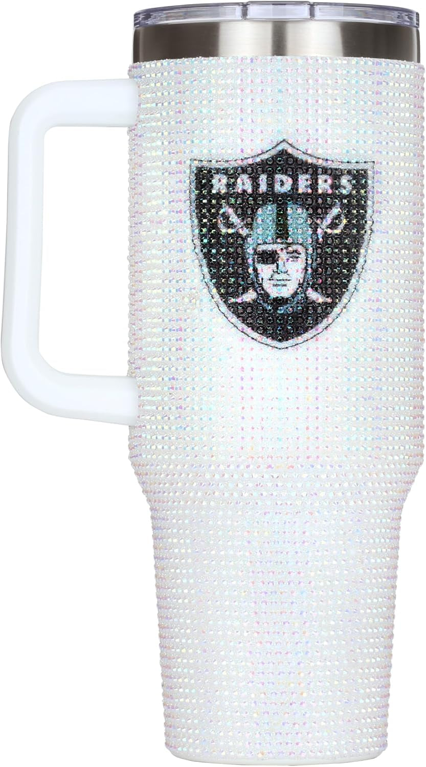 The Memory Company Officially Licensed 40Oz White Bling Game Day Tumbler, Las Vegas Raiders