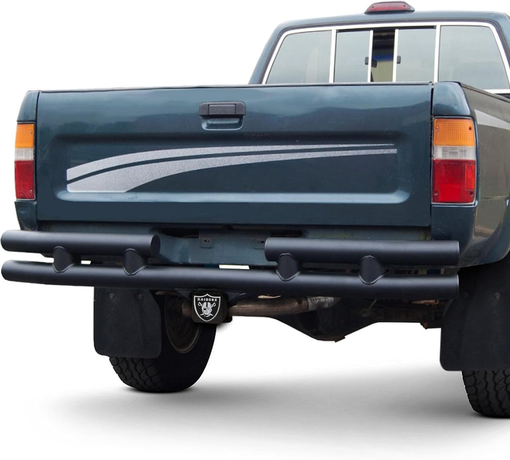 FANMATS 21572 Las Vegas Raiders Black Metal Hitch Cover with Metal Chrome 3D Emblem 3.4"X4"