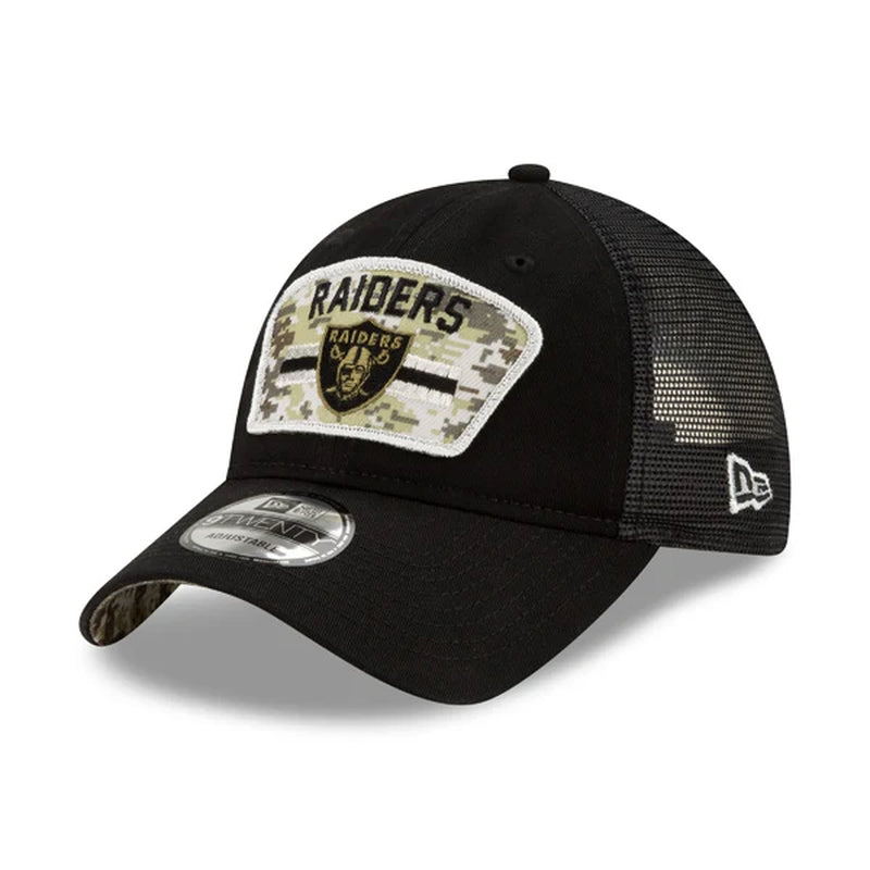 Las Vegas Raiders  2021 Salute to Service Trucker 9TWENTY Adjustable Hat - Black