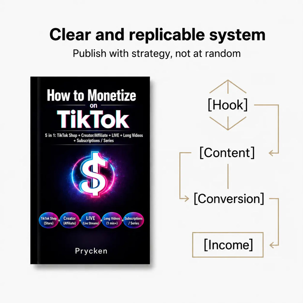 [Back to School]Prycken How to Monetize on Tiktok 5 in 1: Tiktok Shop + Creador/Affiliate + LIVE + Long Videos Subscriptions / Series.A Practical Home Learning & Self-Growth Book| Limited-Time Shipping Included