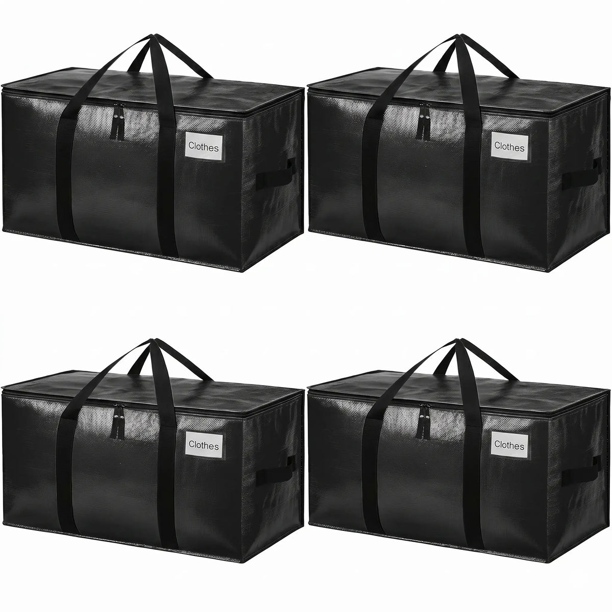 6-Pack 25-Gal Extra Large Zip Closure Storage Bags, Heavy-Duty Coated PE Foldable Waterproof Home Organizers with Reinforced Handles, Tag Pockets, 29"L X14"W X13"H, 65 Lbs Capacity for Moving, Clothes, Camping, Closet Organizer, Waterproof Organizer