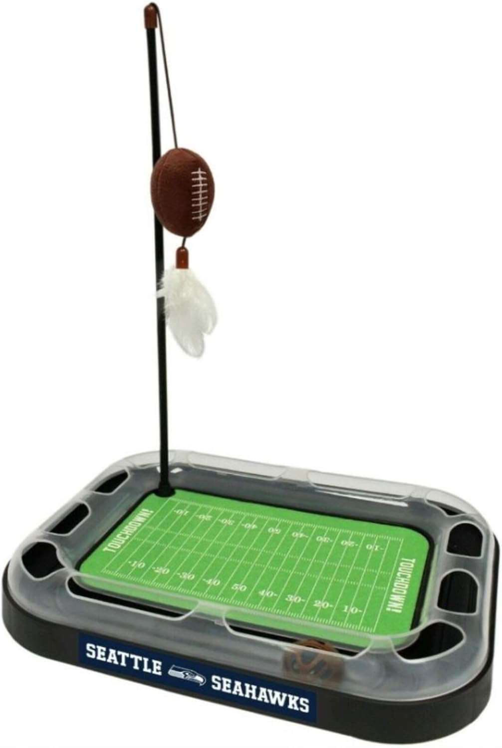 CAT SCRATCHING BOARD NFL LOS VEGAS Raiders Football Field CAT Scratcher Toy. + Catnip Filled Plush Football Toy&Feather Cat Toy Hanging with Jingle Bell Interactive Ball Cat Chasing 5-In-1 Kitty Toy