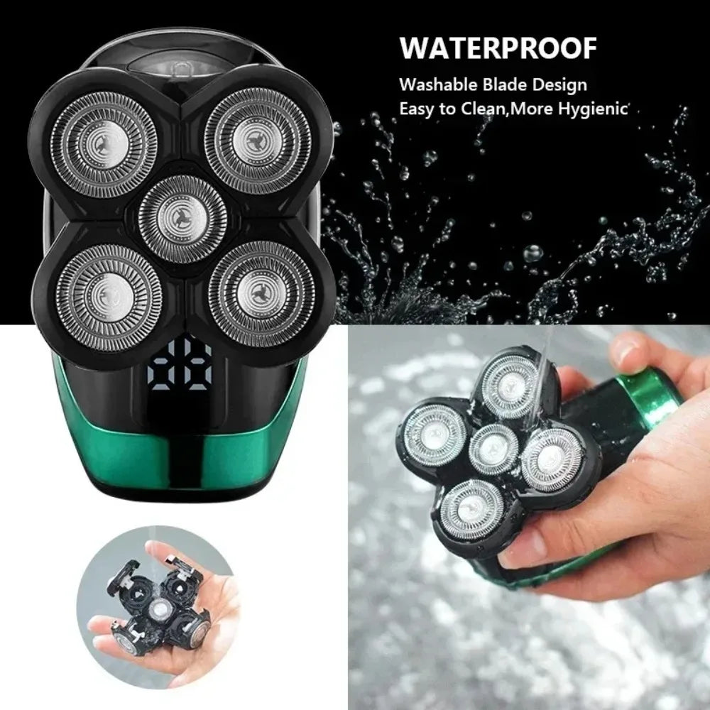 Tinsol 5-In-1 Electric Shaving - Rechargeable 4D Fitting, 5 Floating Blades - Ideal for Shaving, Nosing and Eyebrow Trimming
