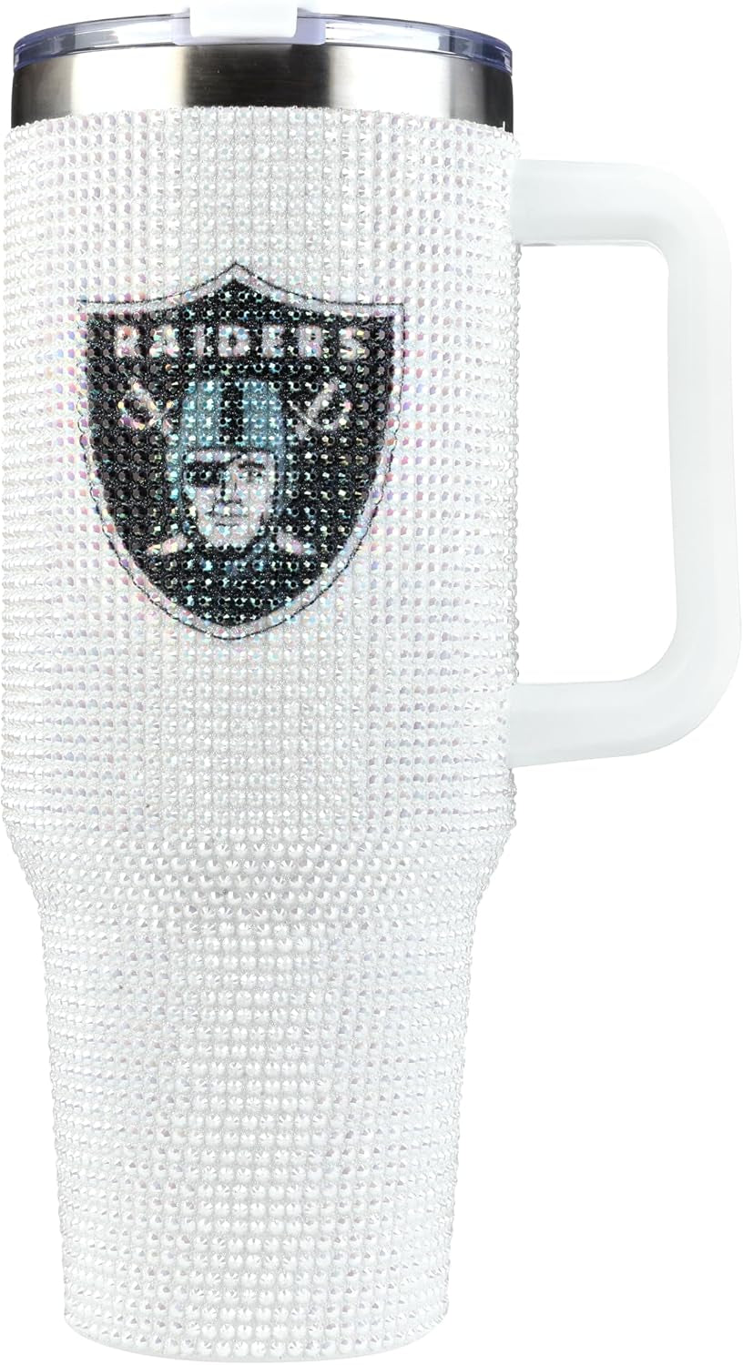 The Memory Company Officially Licensed 40Oz White Bling Game Day Tumbler, Las Vegas Raiders
