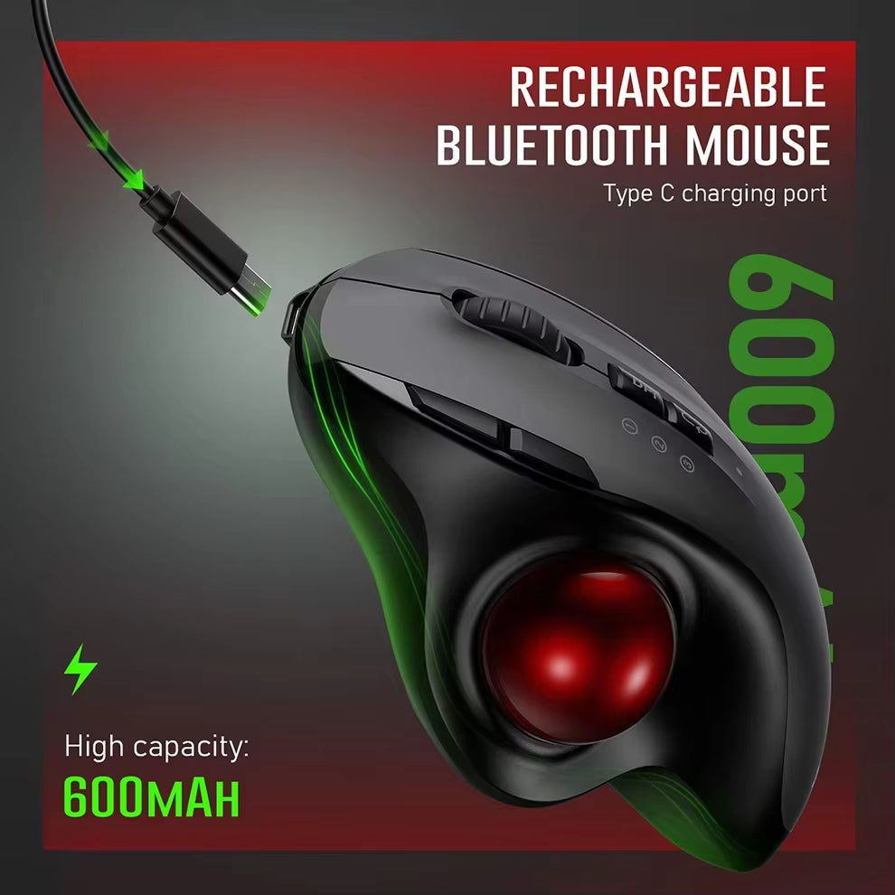 Wireless Trackball Mouse 2.4G,Dual Bluetooth 4.0 Ergonomic Mouse Rechargeable Mouse for Mac Windows Computer Laptop PC